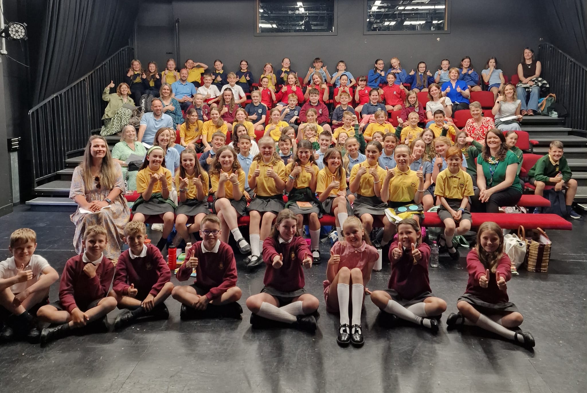 Pupils from Years 5 and 6 at the Arad Goch centre taking part in the Bookslam / Gornest Lyfrau.