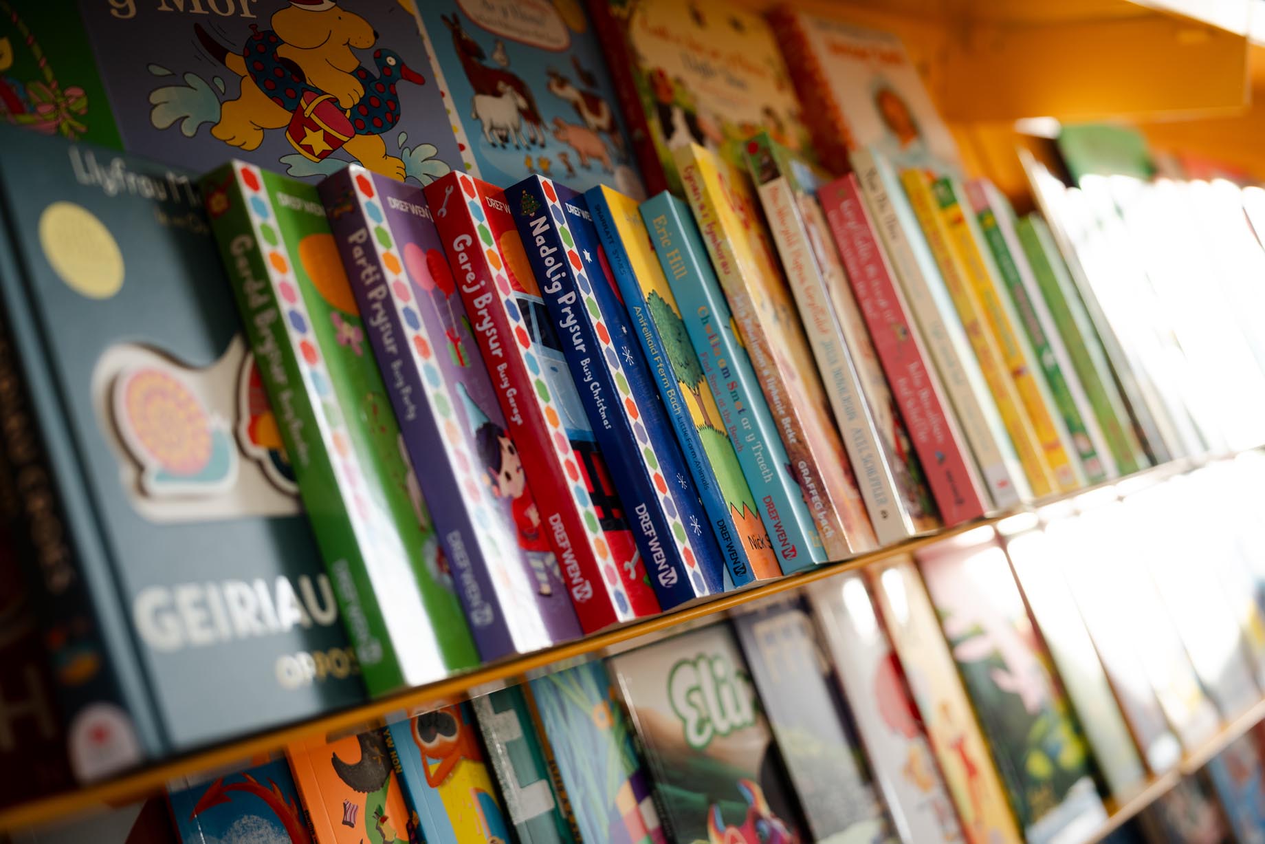 Chidren's books on shelves