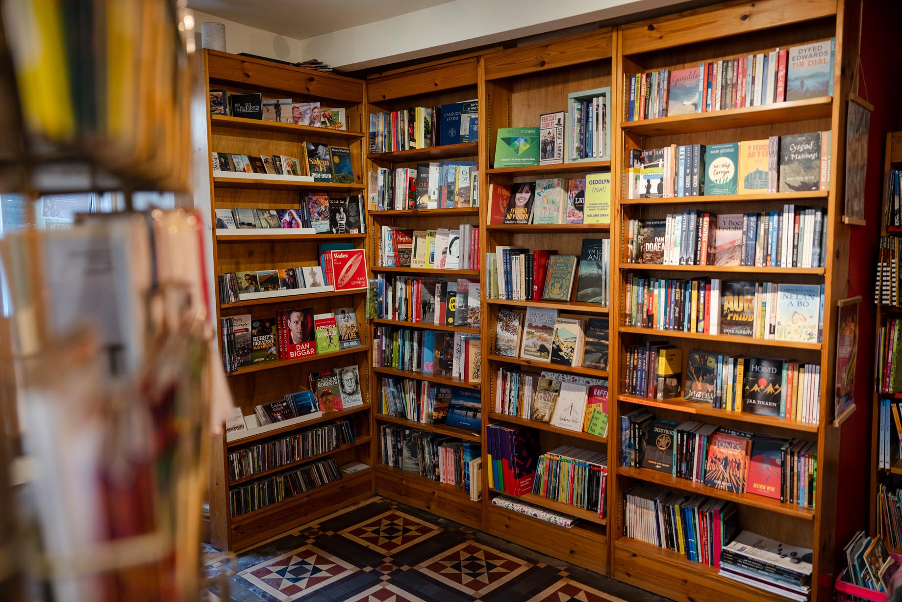 A bookshop open doorway.