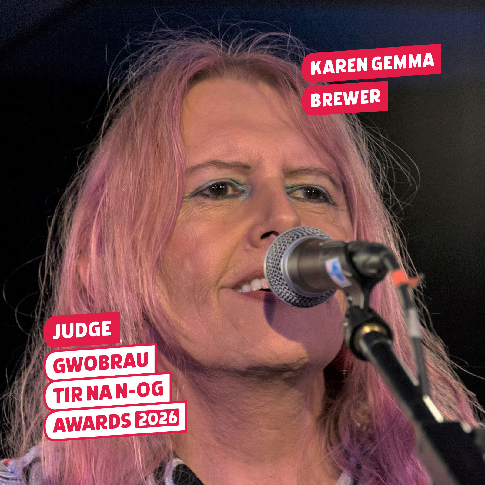 Karen Gemma Brewer, a member of the English-language Tir na n-Og judging panel.